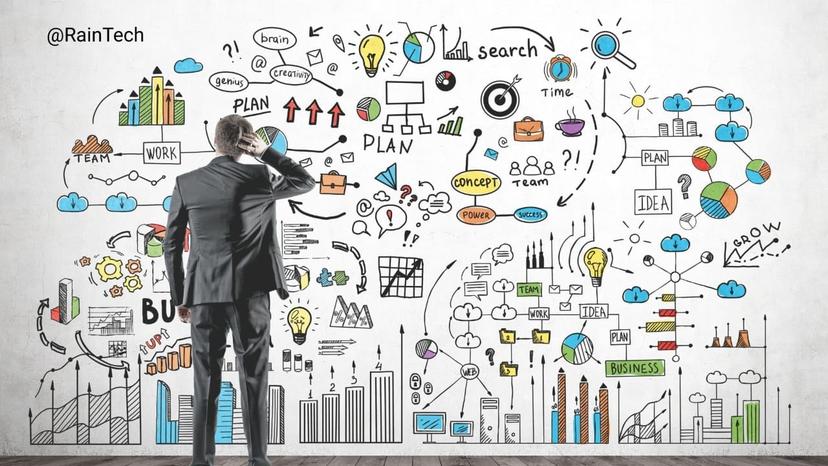 A businessman analyzing a complex plan for hiring Indonesia product squads.