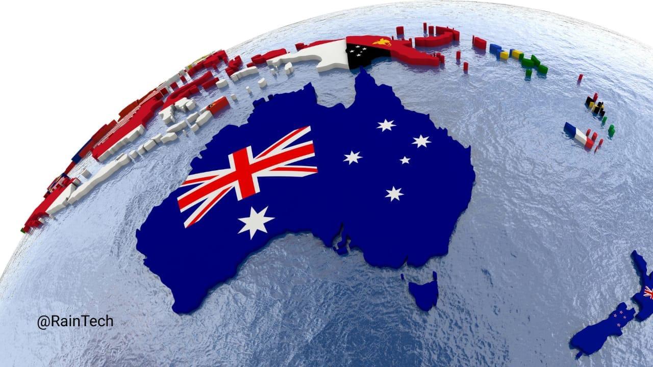 Map of Australia and Indonesian archipelago with flags, symbolizing remote tech hiring from Indonesia/APAC.