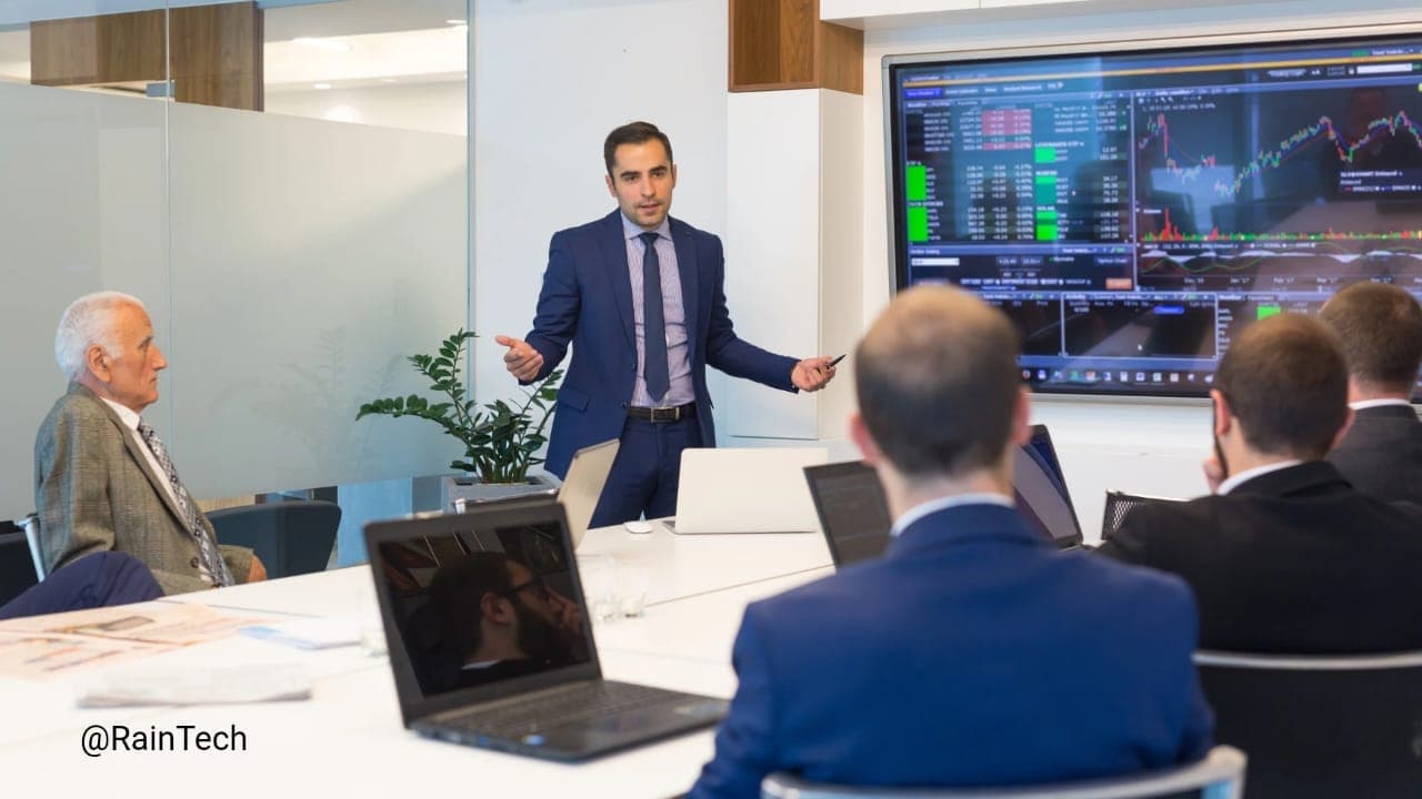 Global founder presenting strategic hiring options (EOR vs PT) to a board, reflecting the complex investment decisions for Indonesia market entry.