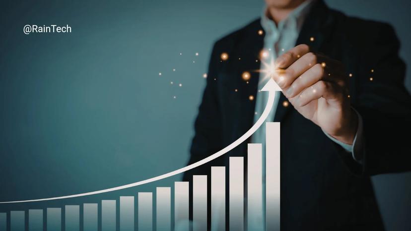 A person drawing an upward growth chart with glowing accents, representing the 18% conversion lift and $300K revenue gain in the maritime tech case study.